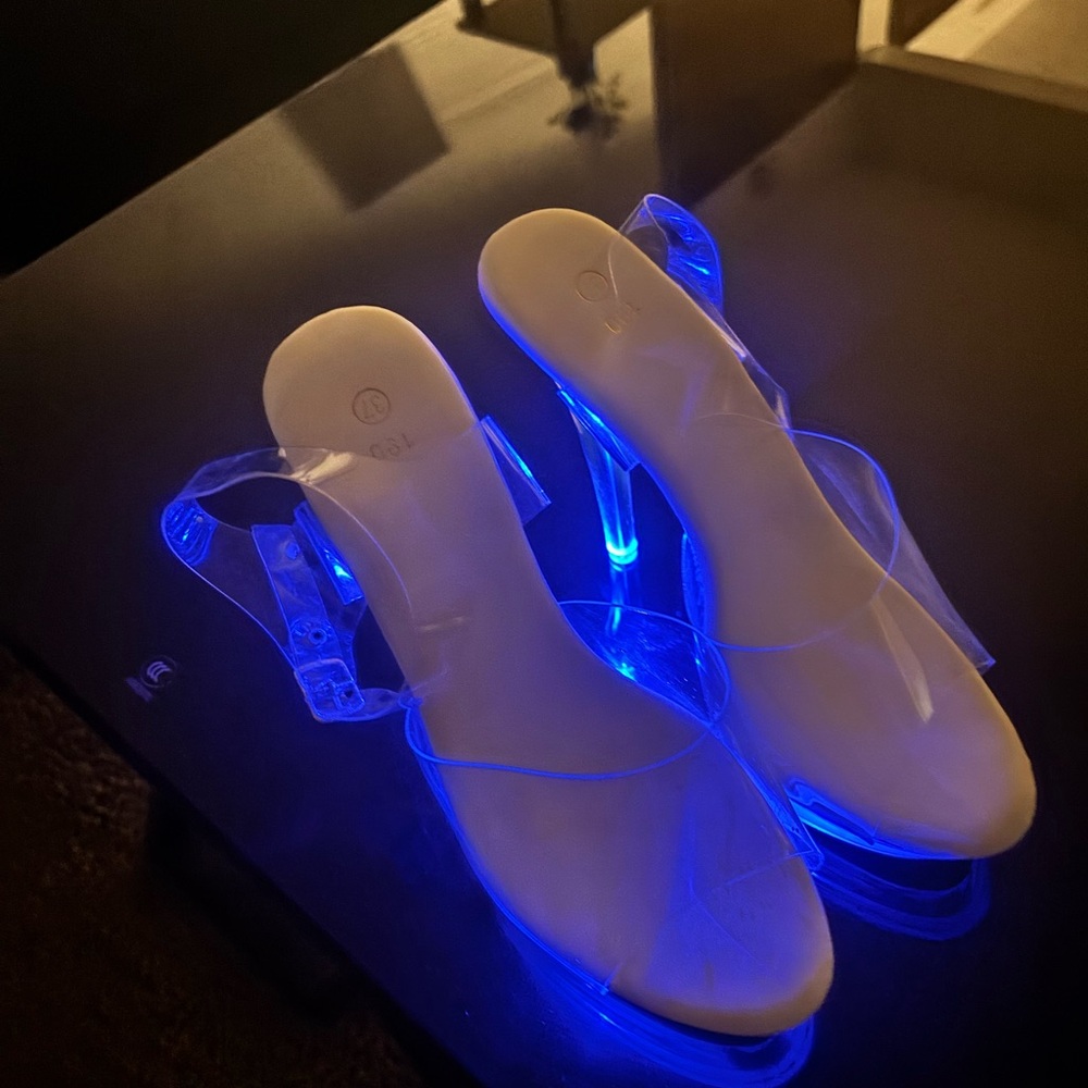 Elegant Clear Heels with Blue Glow
